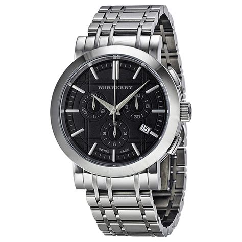 Burberry Heritage Chronograph Black Dial Stainless Steel Men's .